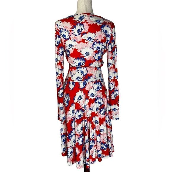 Yumi Kim Red Floral Running in Circles Midi Wrap Dress| Size S - Picture 2 of 8